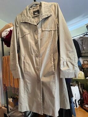Mossimo Beige Trench Coat Lightweight Button Front Jacket M